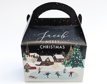 Personalised Classic Christmas Winter Wonderland Treat Boxes Advent Party Box favours