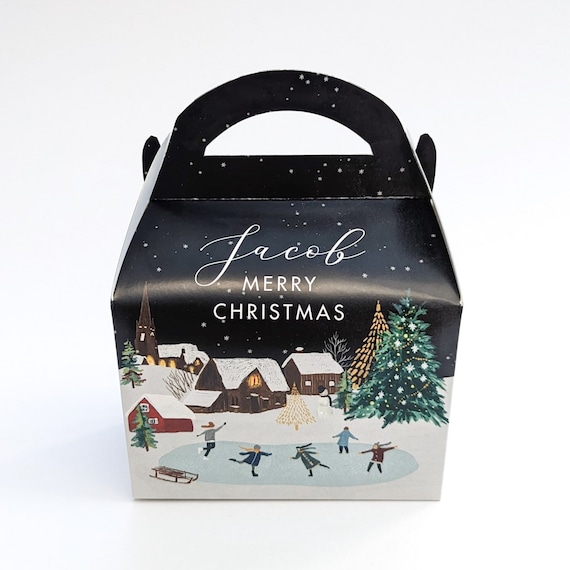 Personalised Classic Christmas Winter Wonderland Treat Boxes Advent Party Box favours