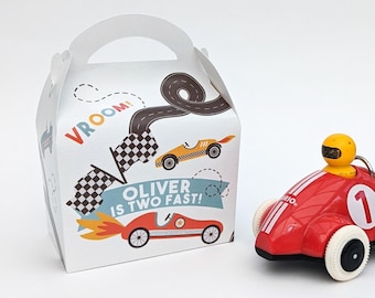 Retro Cars Racing Driver Personalised Children’s Party Boxes Gift Bag Favour