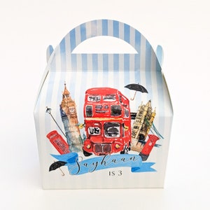 LONDON BUS Personalisierte Kindergeburtstag Party Box Geschenktasche Favor