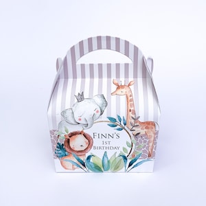 Boho safari jungle animals Personalised Children’s Party Box Gift Bag Favour