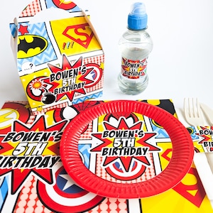 Personalised Superhero Birthday Party Decor, Comic Book Treat Boxes