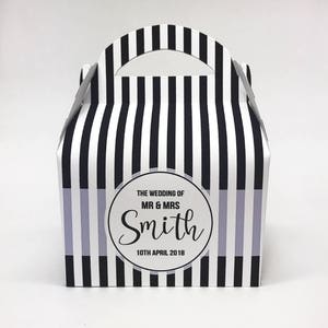 Rayures Monochrome personnalisés boîtes partie de poule douche nuptiale boîte cadeau de mariage