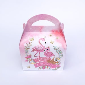 Personalised Mini Flower Pink Princess Castle Party Pink White Box Birthday Bag Personalised Mini Flower Pink Princess Castle Party Pink White Box Birthday Bag