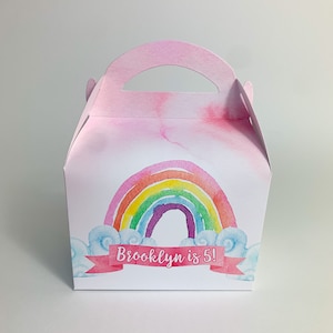 Regenbogen Aquarell Personalisierte Kinder Party Box Geschenk Tasche Favor