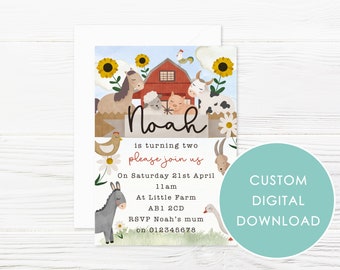 DIGITAL DOWNLOAD Personalised FARM Boho animals Safari Invitation