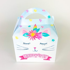 Personalised Caticorns Kittycorns Children’s Party Box Gift Bag Favour