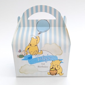Winnie the Pooh klassische Blumen personalisierte Kinder Party Box Geschenk Tasche Favor