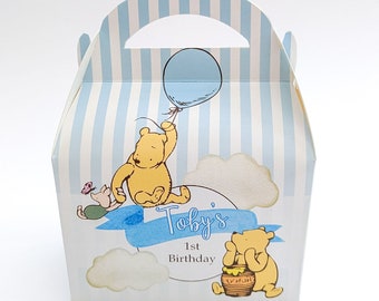 Winnie the Pooh classic floral Personalised Children’s Party Box Gift Bag Favour