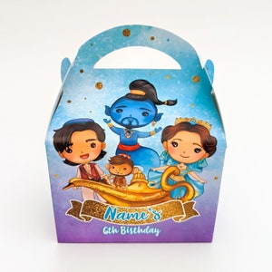Aladdin watercolour Personalised Children’s Party Box Gift Bag Favour