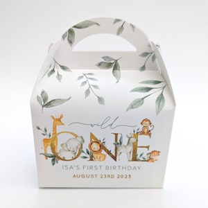 Acuarela boho selva animales personalizado fiesta infantil caja regalo bolsa Favor imagen 1