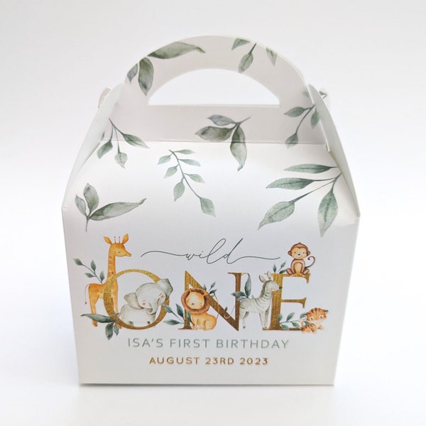 Personalised  Wild One Boho Jungle Animal Party Favour Boxes