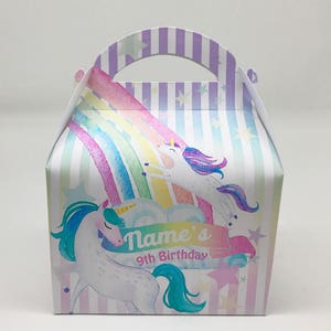Watercolour Unicorns Pastel Rainbow Children’s Party Box Gift Bag Favour