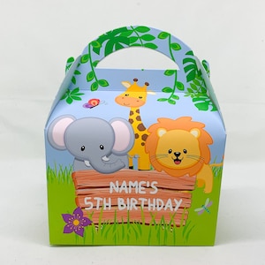 Bebé animales de la selva Caja de fiesta infantil personalizada baby shower Bolsa de regalo Favor