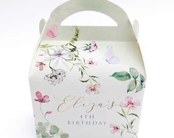 Watercolour floral secret garden  Personalised Children’s Party Box Wedding Bridal Shower Baby Shower Gift Bag Favour