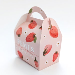 BERRY SWEET Strawberry Personalised Childrens Party Box Gift Bag Favour image 2
