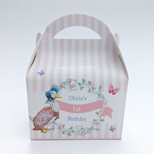 Jemima Puddled Peter Rabbit Gepersonaliseerde kinderfeestdoos Cadeauzakje Gunst