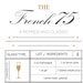 The French 75-drink Recipe Print, Recipe Printable, Typography Print ...