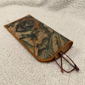 Cork Fabric Eyeglass Sunglass Reading Glass Case Extra Large Marble PETA approved vegetable based