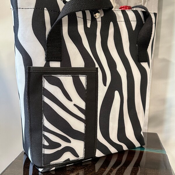 Z2 Two Bottle Wine Tote Holder Carrier Handbag Purse Bag Zebra Black White Animal Print