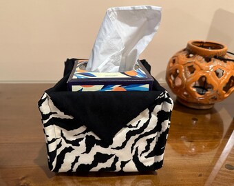 Fabric Quilted Soft Box Basket Zebra Black White