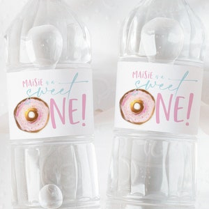 Donut Water Bottle Labels, Donut Water Label, Printable Water Bottle Label, Donut First Birthday Water Labels, Girls Birthday, Donut Grow Up