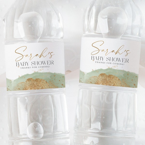 Green and Gold Water Bottle Etsy