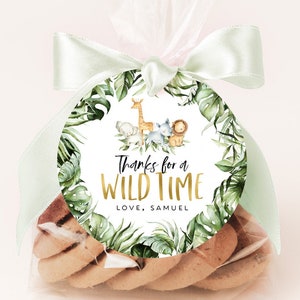 Wild One Favor Tags, bearbeitbare Tags, druckbare Favor Tags, Wild One Aufkleber, Zoo Animal Favor Tag, Wild One Geschenkanhänger, Safari Favor Labels