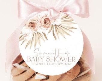 Boho Floral Baby Shower Favor Tags: Editable Template