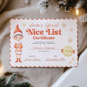 Nice List Certificate, Editable Santa Claus Official Letter From The Desk Of Santa North Pole Mail Christmas Eve Box Instant Download
