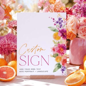 Citrus Bridal Shower Signs 8x10, Editable Signs, Main Squeeze Bridal Signs Printable, Baby Shower Signs, Floral Citrus Pink Custom Signs