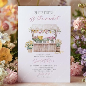 Fresh Off the Market Bridal Shower Invite, Farmers Market Bridal Shower Invitation Printable Template, Flower Market Invitation, Flower Shop
