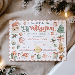 Editable Elf Adoption Certificate Adopt Your Elf Certificate Adoption Letter From Your Elf Christmas Elf Letter Instant Download Christmas