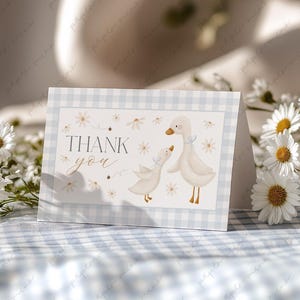 Silly Goose Thank You Card Template, Printable Thank You Card, Blue Baby Shower Thank You Card, Blue Goose Thankyou Card, Boy Baby Shower