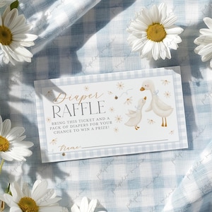 Silly Goose Diaper Raffle Card, Blue Baby Shower Diaper Raffle Card, Editable Diaper Raffle Template, Printable Nappy Raffle Baby Boy