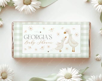 Silly Goose Baby Shower Chocolate Wrapper Template (Canva Editable)