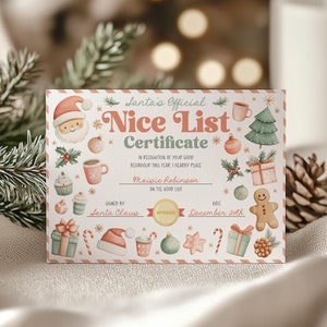 Nice List Certificate, Editable Santa Claus Official Letter From The Desk Of Santa North Pole Mail Christmas Eve Box Instant Download