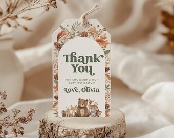 Woodland Favor Tags Printable, Baby Shower Editable Tags, Baby Shower Favour Tags, Woodland Baby Tags, Gift Tags, Thank You Tags Favor Label