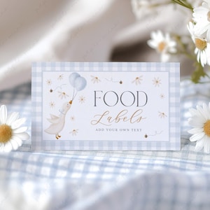 One Silly Goose Food Labels, Silly Goose Birthday Food Tent Cards, Folded Food Cards, Food Tented Cards, 1st Birthday Girl, Goose Birthday