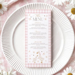 Silly Goose Menu Template, Printable Pink Goose Baby Shower Menu, Editable Menu, Pink Baby Shower Menu Printable, Girl Baby Shower Menu Pink