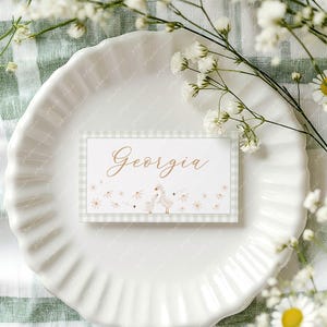 Silly Goose Place Card Template Printable, Flat Place Cards, Baby Shower Place Cards, Sage Green Editable Place Cards Gender Neutral, FLAT