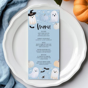 Halloween Baby Shower Menu Template, Printable Baby Shower Menu, Editable Menu, Blue Halloween Baby Menu Printable Boy Halloween Baby Shower