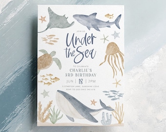 Under the Sea Birthday Invitation, Under the Sea Editable Template, 3rd 4th 5th Birthday Invite, Ocean Animals, Kids Birthday Invite Any Age