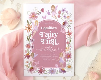 Fairy First Birthday Invitation, Fairy Invitation, Girls First Birthday Fairy Invitation, 1st Birthday Girl, Fairy Party Invitation, Invite