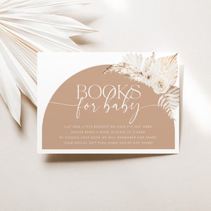 Boeken voor babykaart afdrukbaar, boekaanvraagkaart, Boho babyshowerboek voor baby, gedroogde bloemuitnodiging, babyshowerprintables, Boho Baby