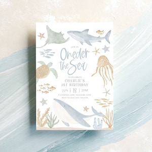 Oneder the Sea Birthday Invitation, Under the Sea Editable Template, 1st Birthday Invite, Ocean Animals Invitation, Kids Birthday Invite