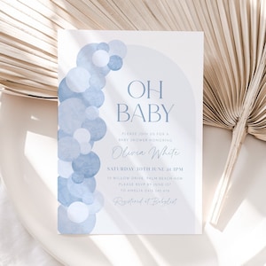 Blue Baby Shower Invitation, Balloon Arch Oh Baby Boy Baby Shower Invitation Template, Baby Brunch, Baby Sprinkle, Blue Arch Baby Invitation