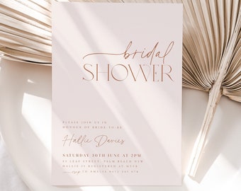 Minimal Boho Bridal Shower Invitation, Modern Bridal Shower Invite, Neutral Bridal Shower, Editable Boho Bridal Shower Template Minimalist