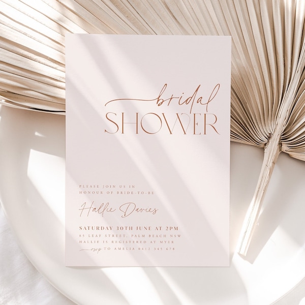 Minimal Boho Bridal Shower Invitation, Modern Bridal Shower Invite, Neutral Bridal Shower, Editable Boho Bridal Shower Template Minimalist