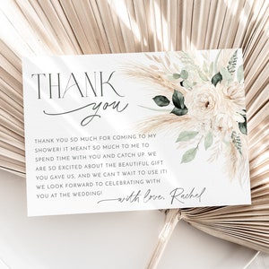 Boho Thank You Card Template, Printable Thank You Card Instant Download Thank You Card, Bridal Shower Thank You, Floral Greenery Thank You